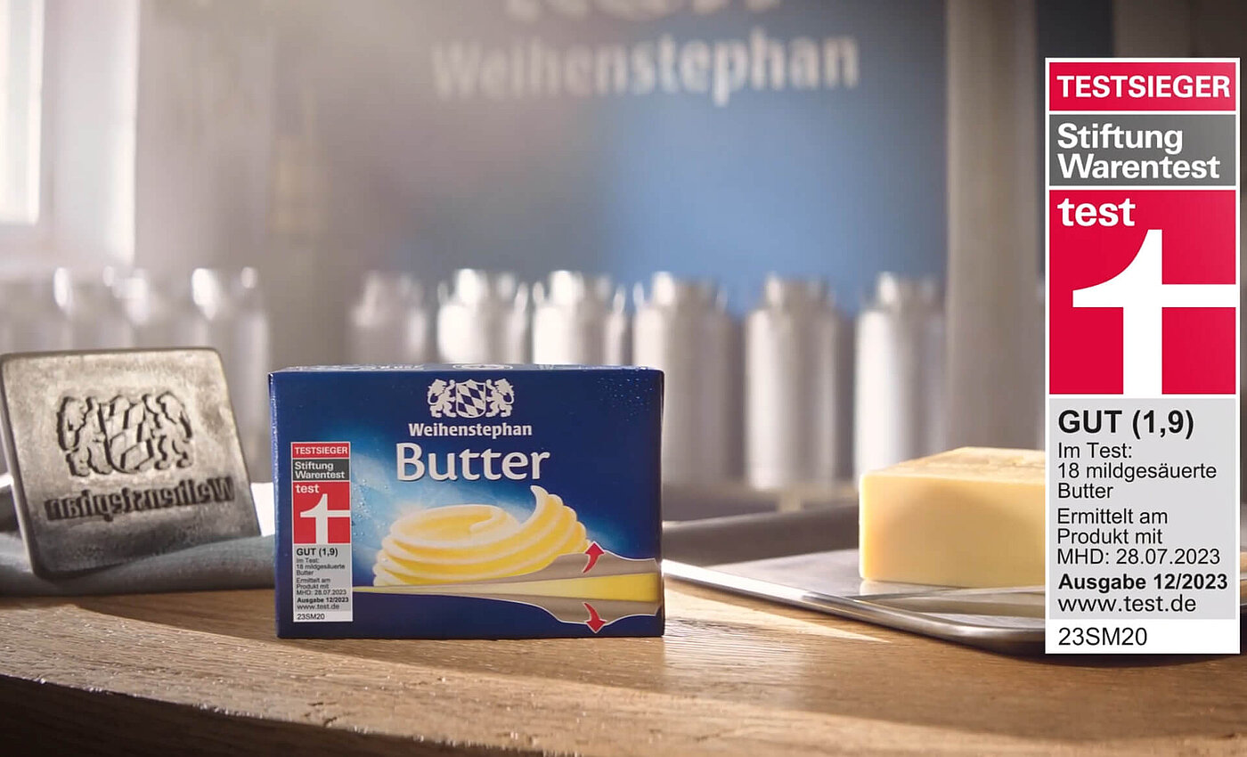Screenshot aus dem TV-Spot zum Butter-Testsieger bei Stiftung Warentest